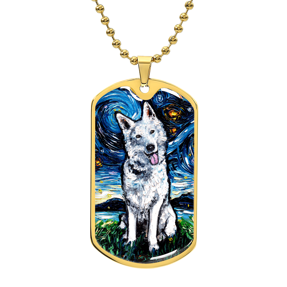 Swiss Shepherd Starry Night Dog Tag Necklace