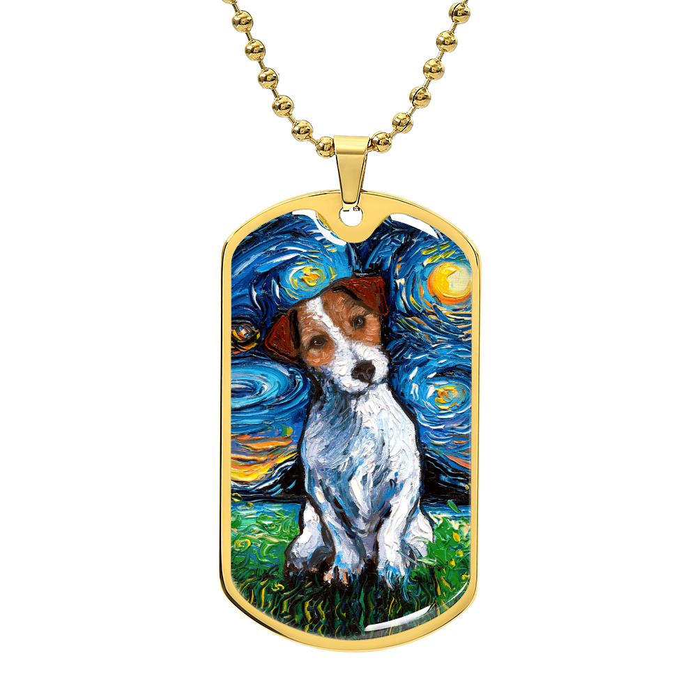 Jack Russell Starry Night Dog Tag Necklace