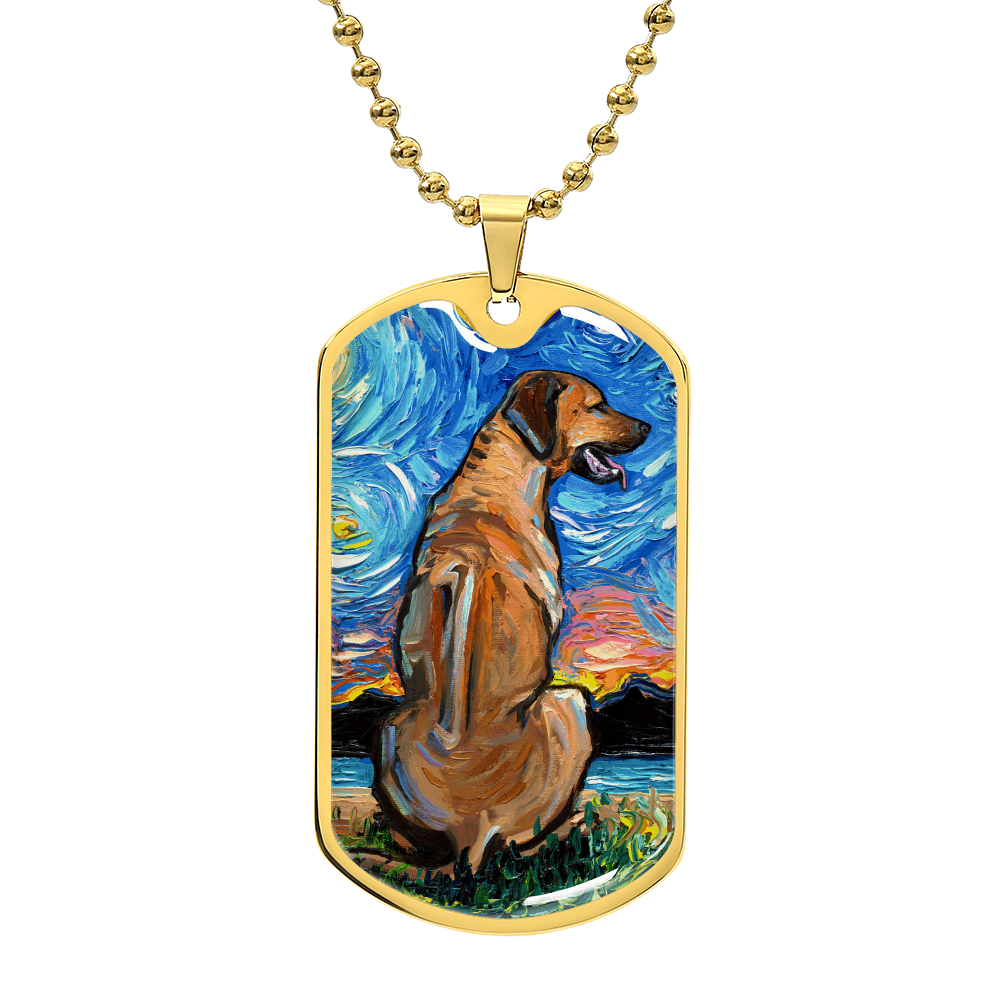 Rhodesian Ridgeback Starry Night Dog Tag Necklace