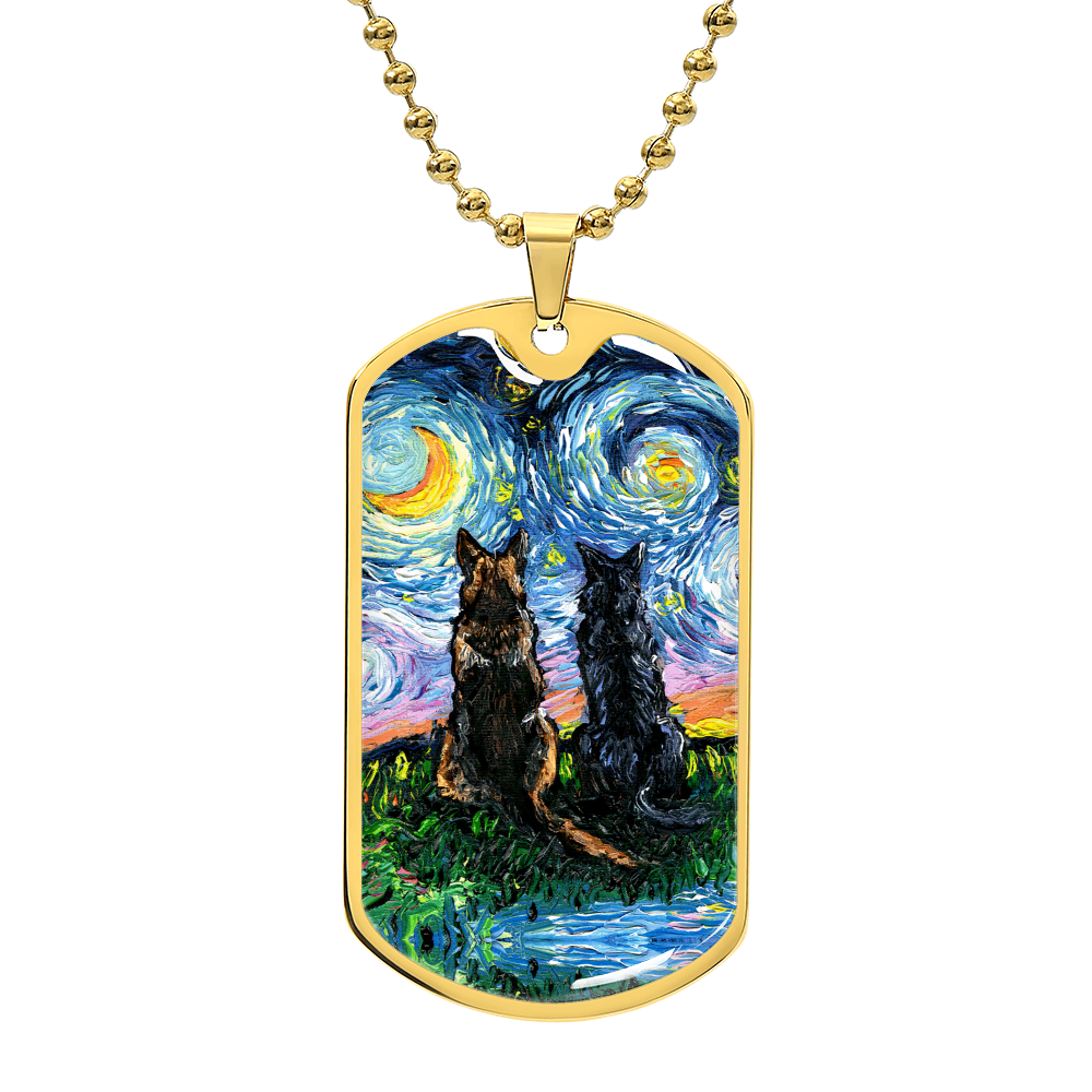 Soulmates Starry Night Dog Tag Necklace