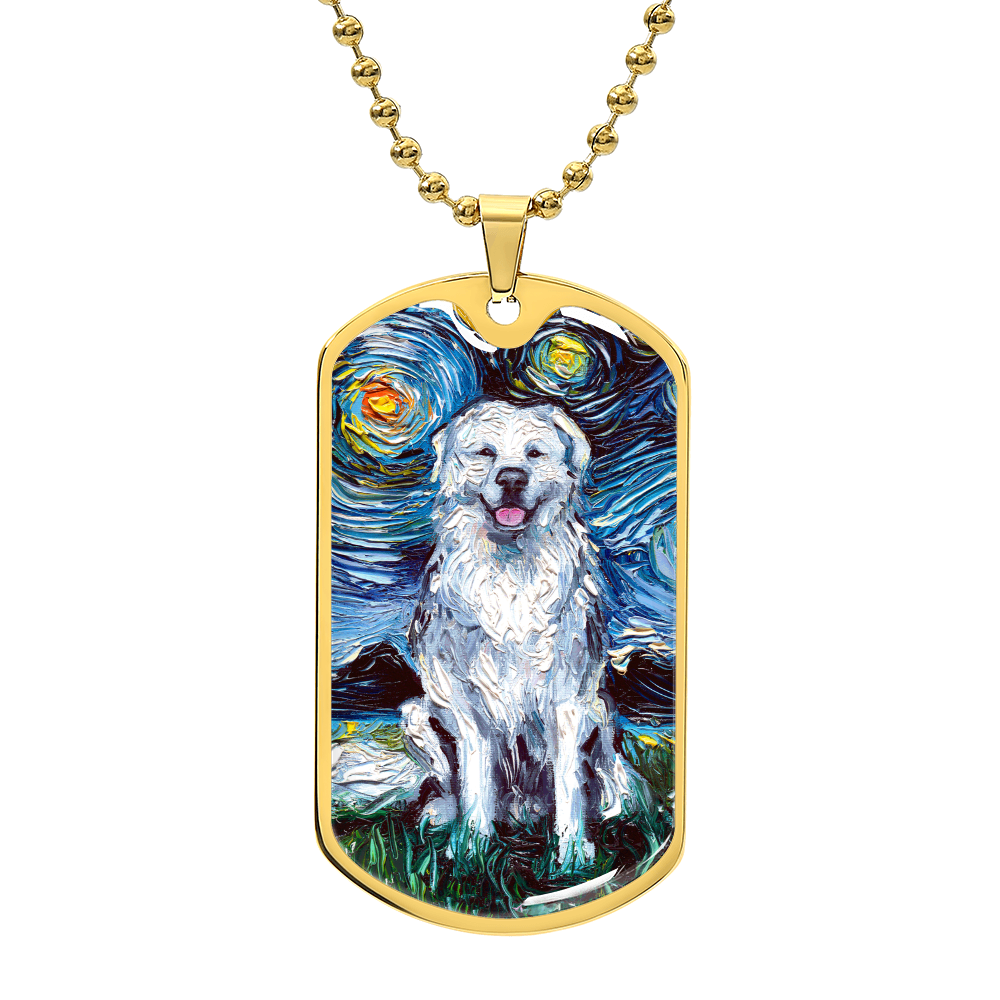 Great Pyrenees Starry Night Dog Tag Necklace