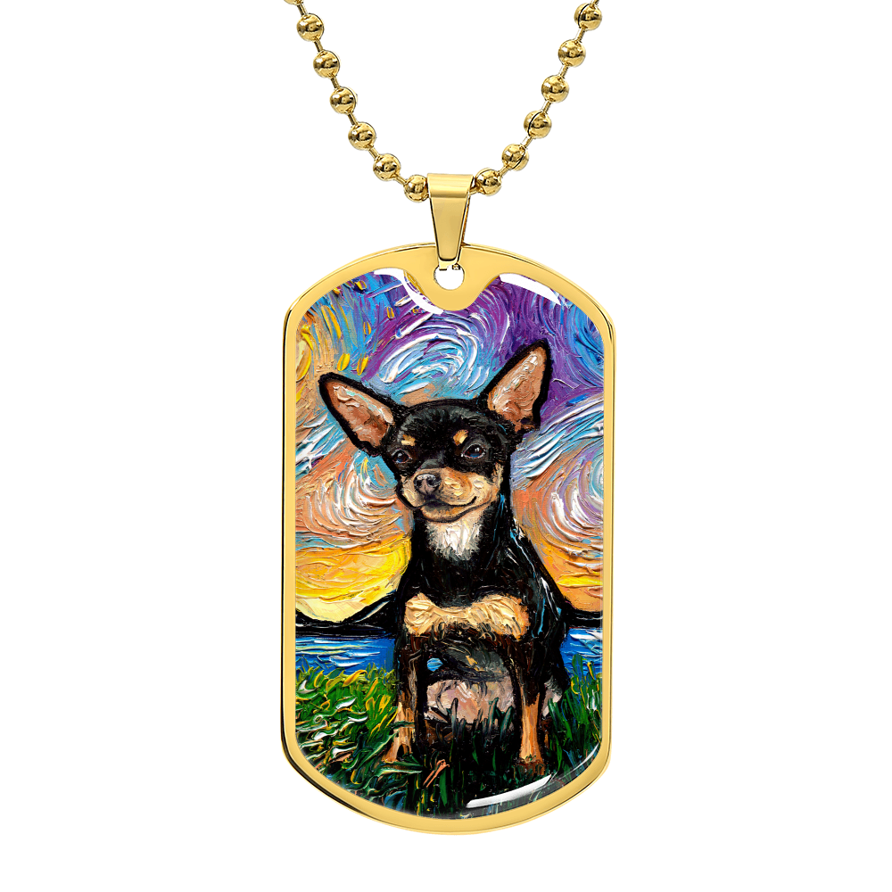 Black and Tan Chihuahua Dog Tag Necklace