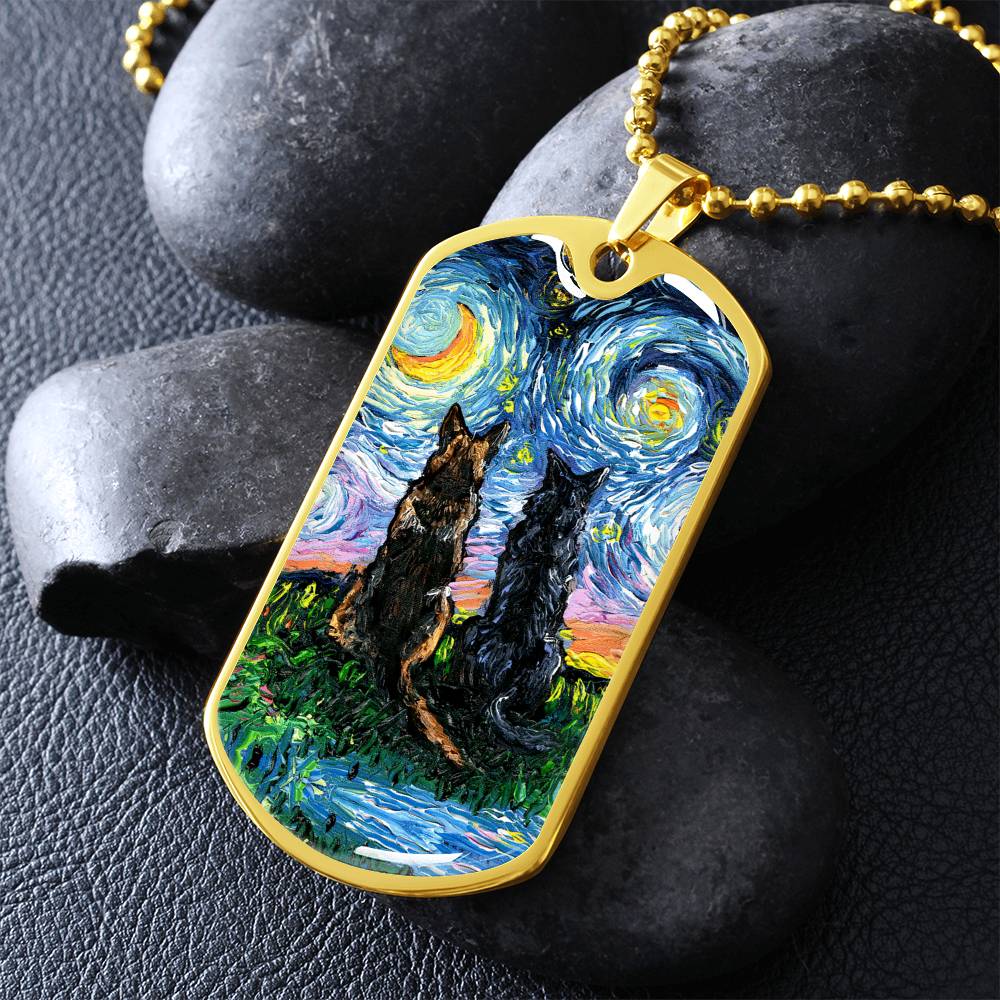 Soulmates Starry Night Dog Tag Necklace