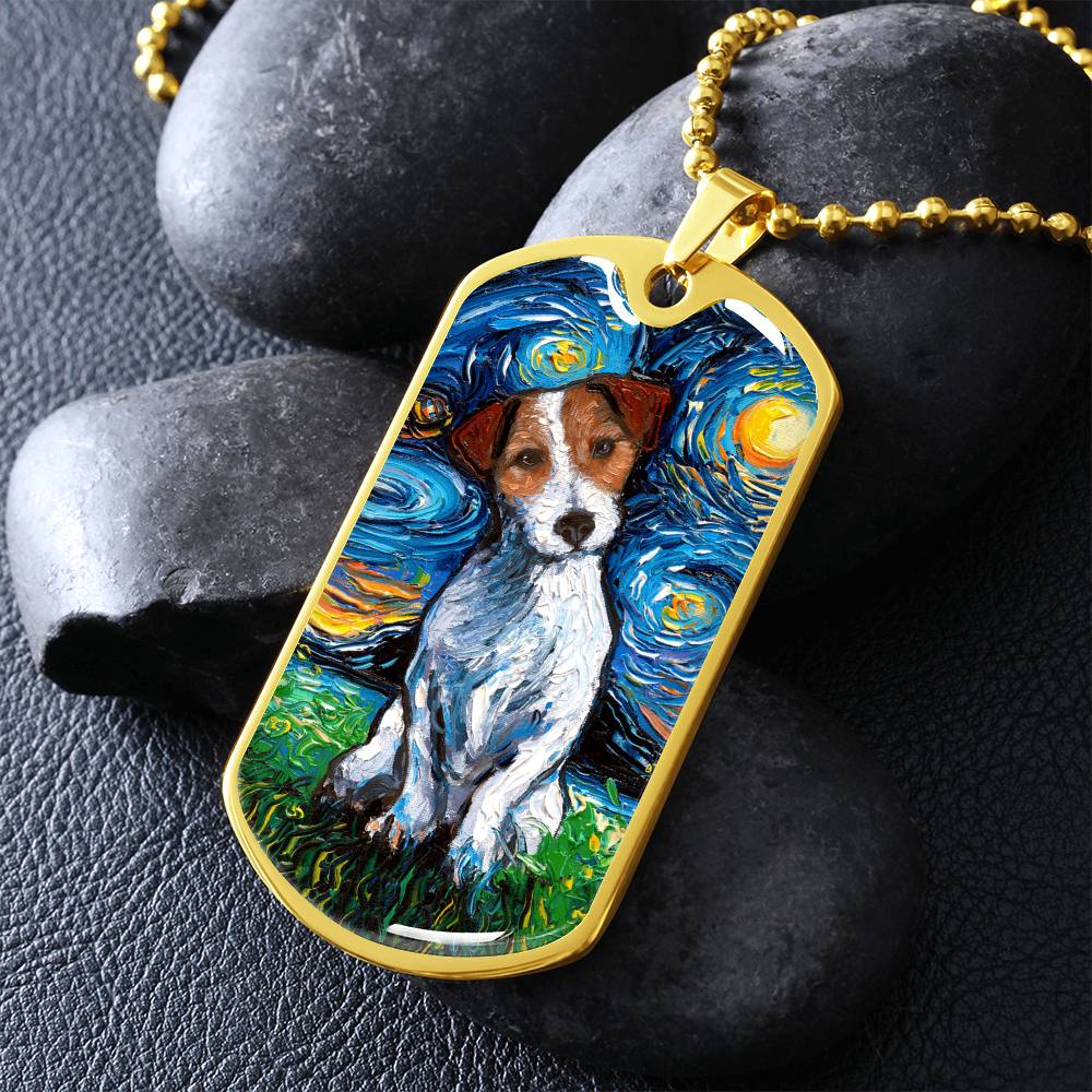 Jack Russell Starry Night Dog Tag Necklace