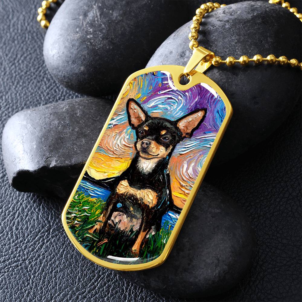 Black and Tan Chihuahua Dog Tag Necklace