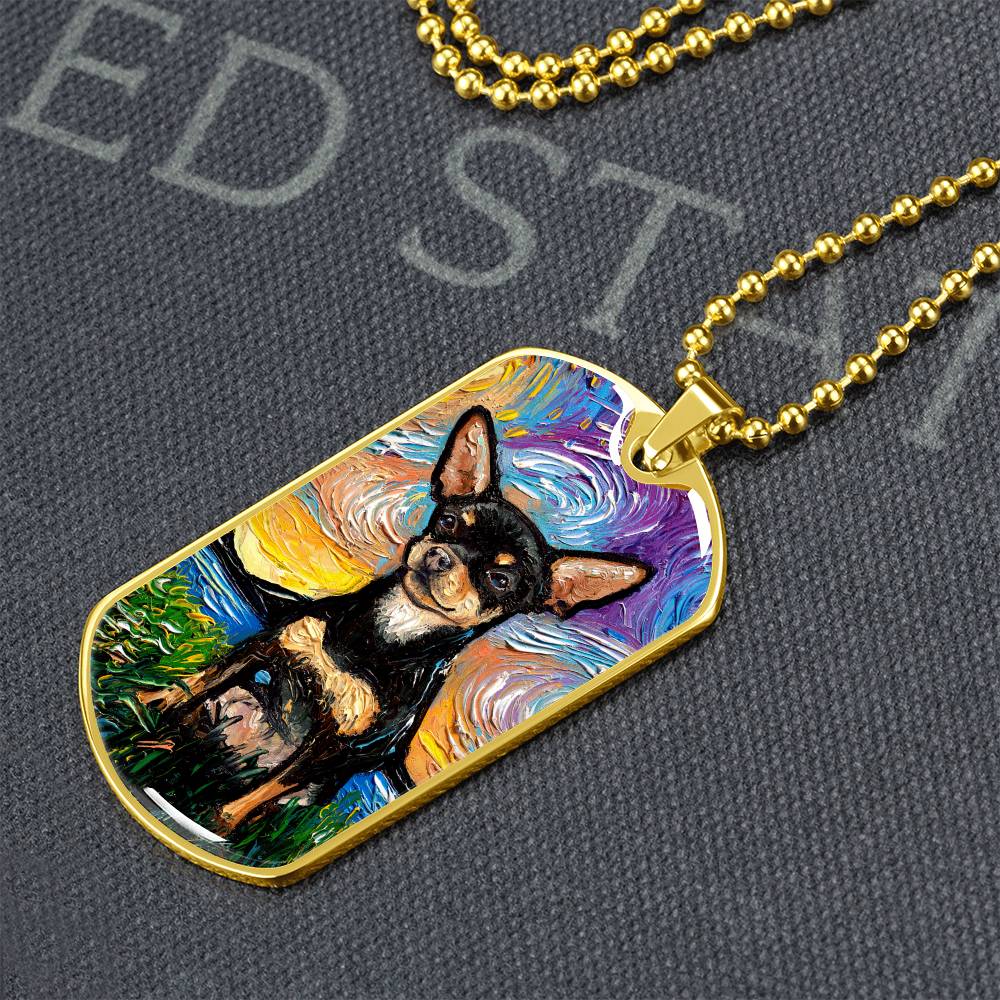 Black and Tan Chihuahua Dog Tag Necklace