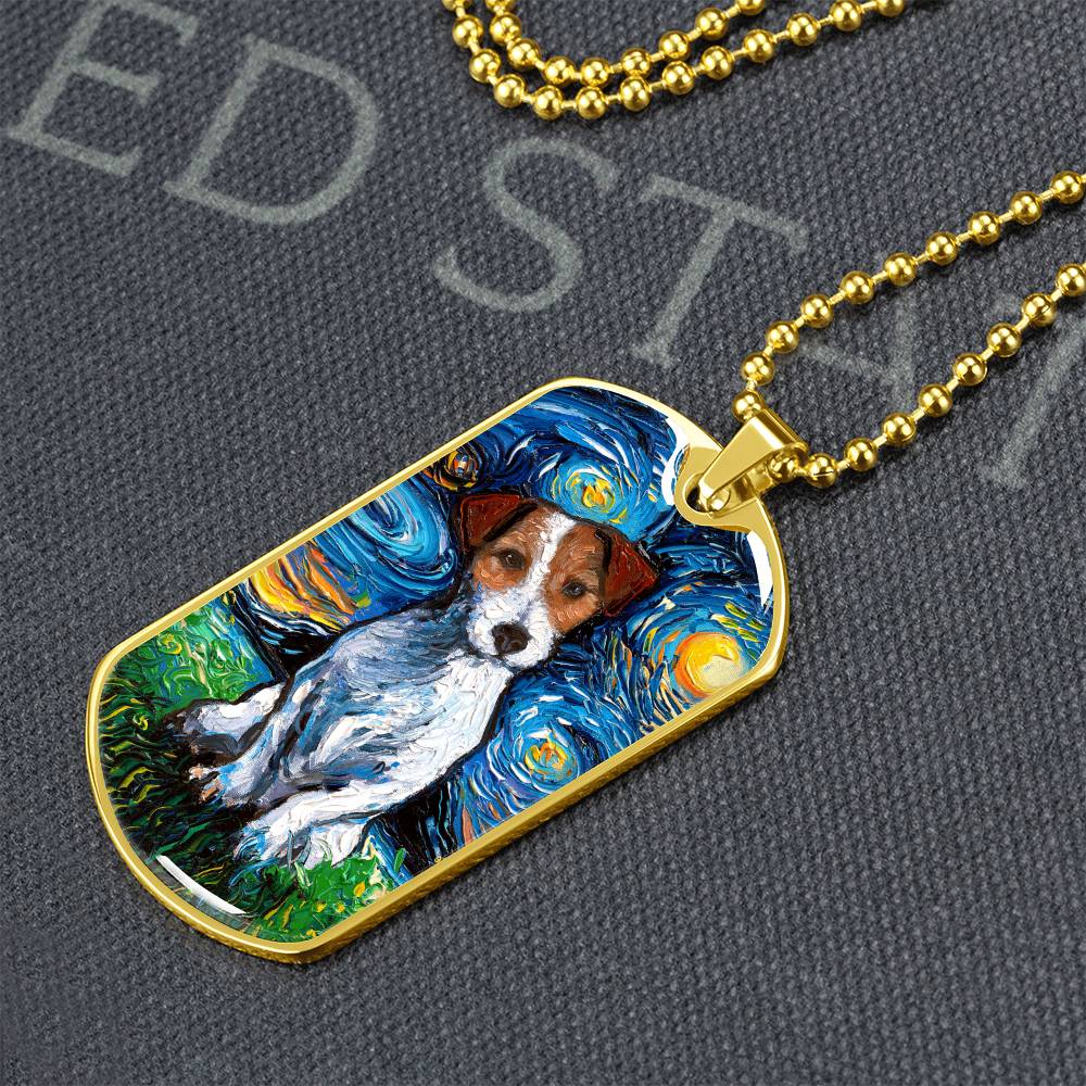Jack Russell Starry Night Dog Tag Necklace