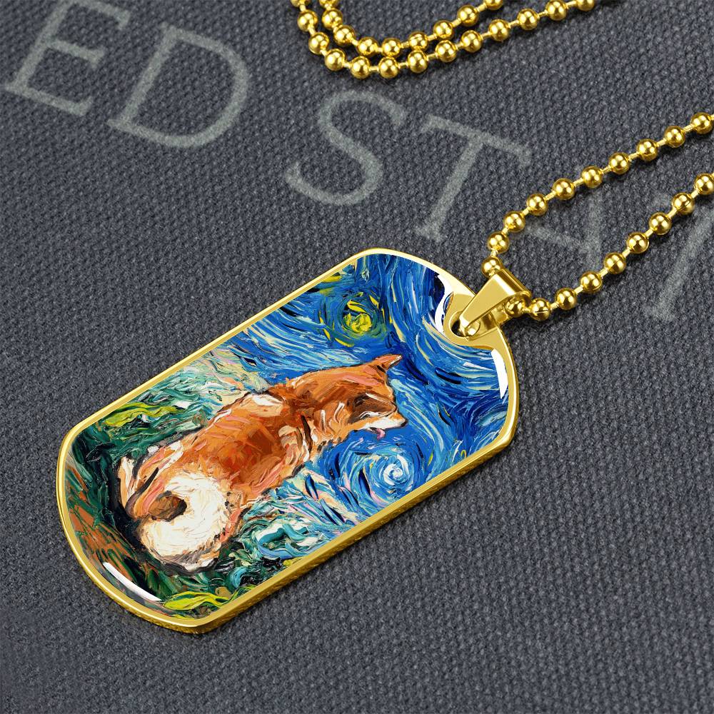 Shiba Inu Starry Night Dog Tag Necklace