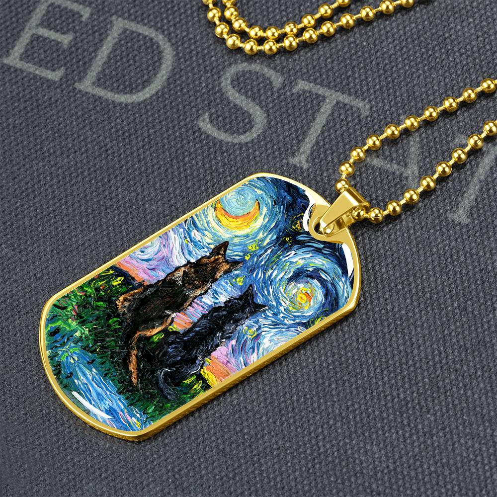 Soulmates Starry Night Dog Tag Necklace
