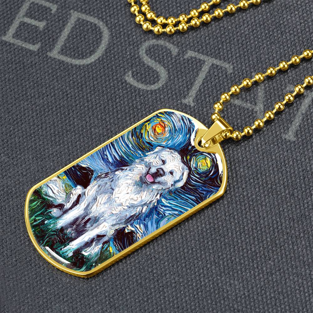 Great Pyrenees Starry Night Dog Tag Necklace