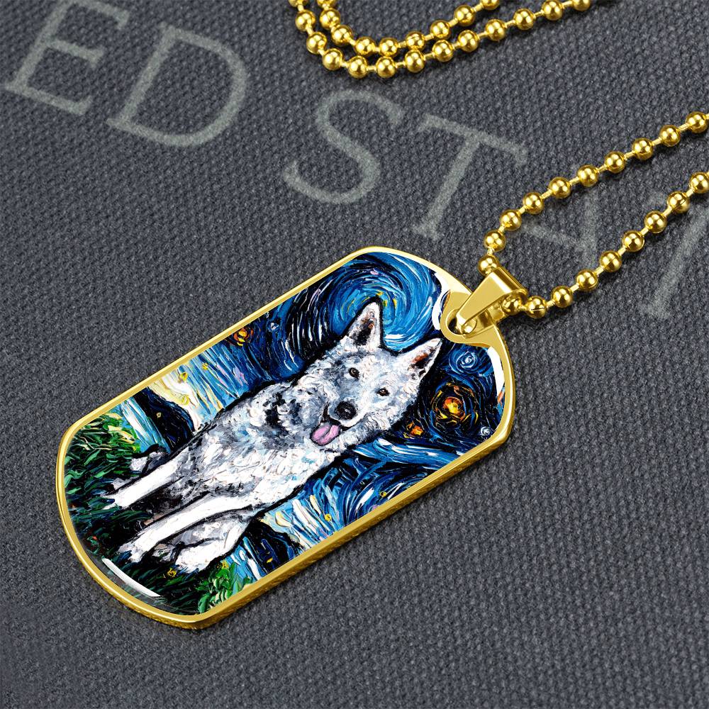 Swiss Shepherd Starry Night Dog Tag Necklace