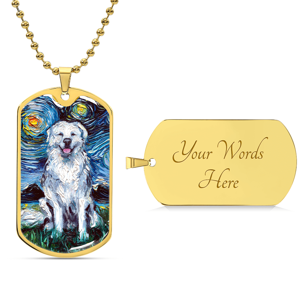 Great Pyrenees Starry Night Dog Tag Necklace