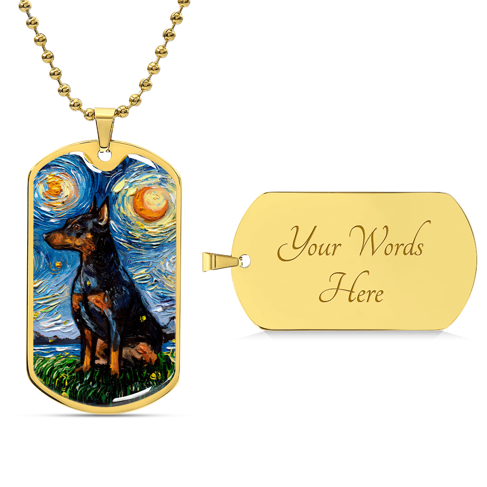 Miniature Pinscher Starry Night Dog Tag Necklace