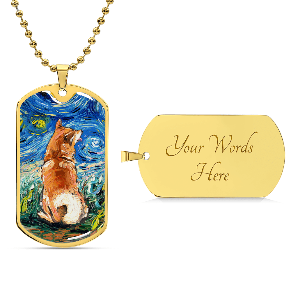 Shiba Inu Starry Night Dog Tag Necklace