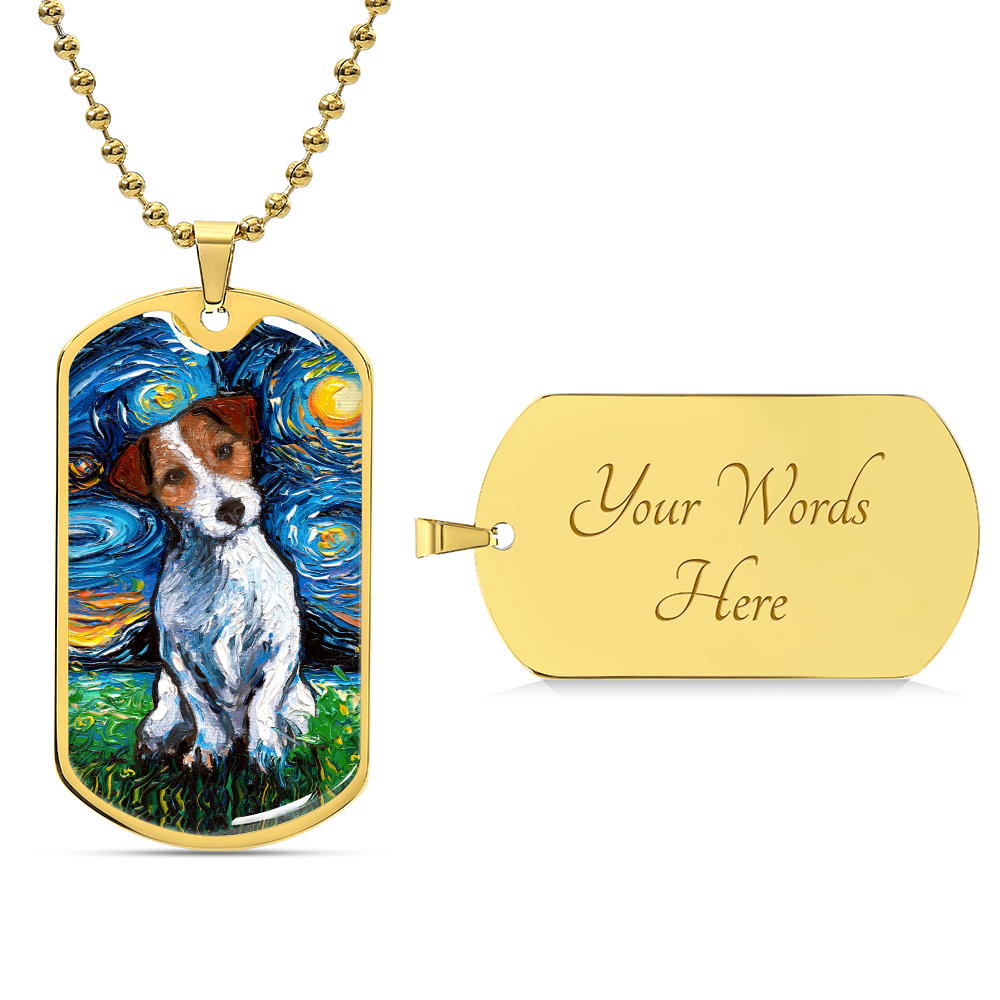 Jack Russell Starry Night Dog Tag Necklace