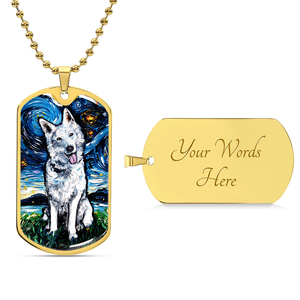 Swiss Shepherd Starry Night Dog Tag Necklace