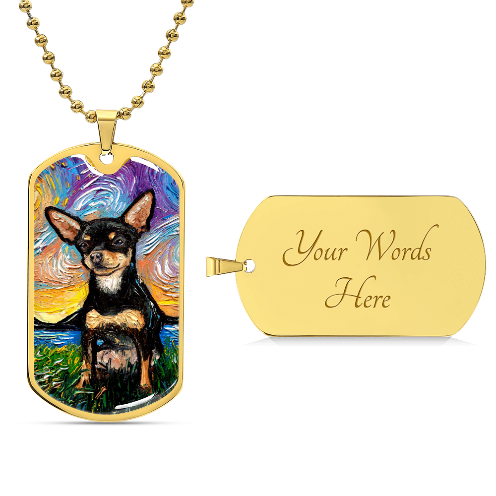 Black and Tan Chihuahua Dog Tag Necklace