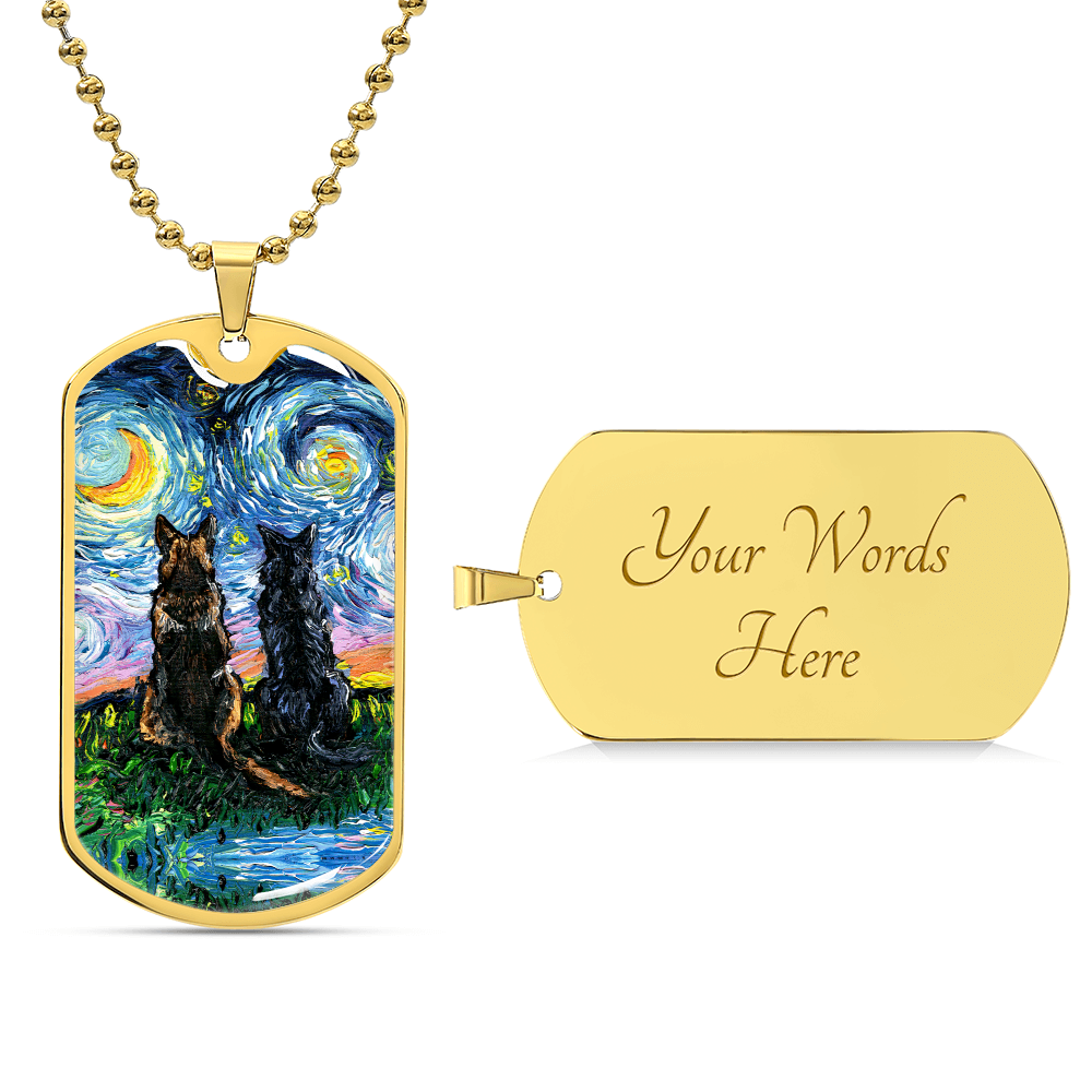 Soulmates Starry Night Dog Tag Necklace