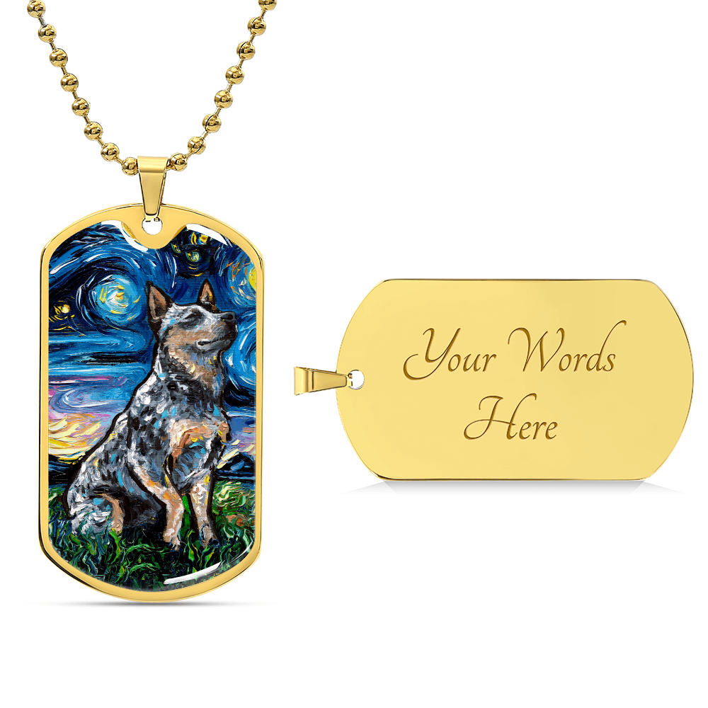 Blue Heeler Starry Night Dog Tag Necklace