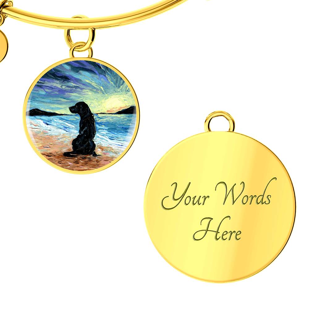 Beach Days - Black Labrador Round Charm Bracelet