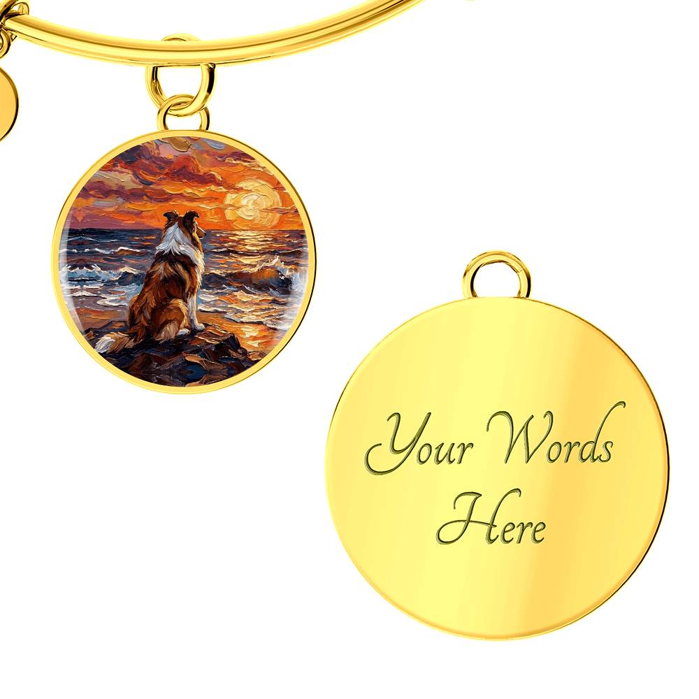 Beach Night - Collie Round Charm Bracelet