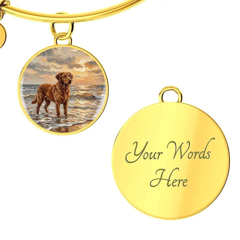 Beach Day - Chesapeake Bay Retriever Round Charm Bracelet