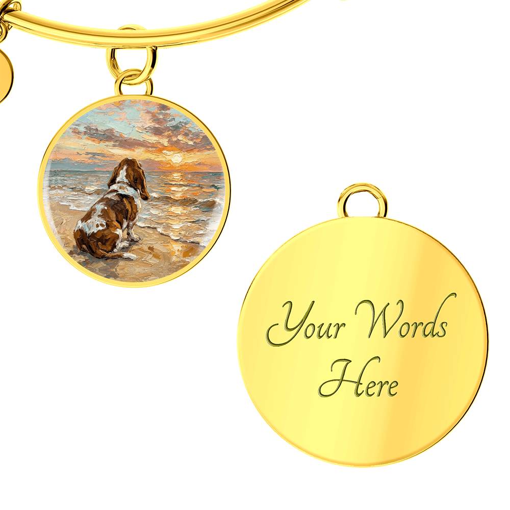 Beach Days - Basset Hound Round Charm Bracelet