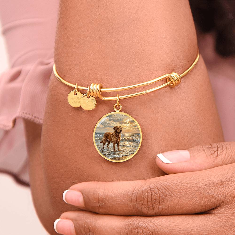 Beach Day - Chesapeake Bay Retriever Round Charm Bracelet