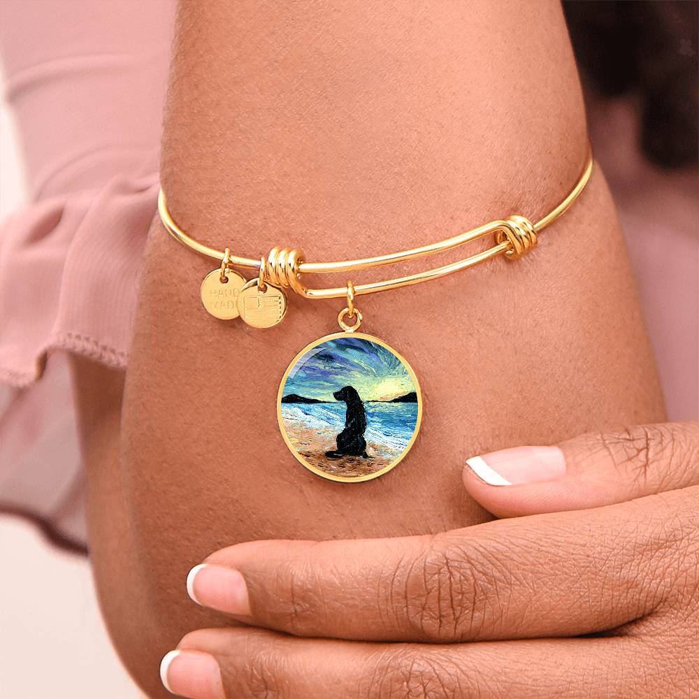 Beach Days - Black Labrador Round Charm Bracelet