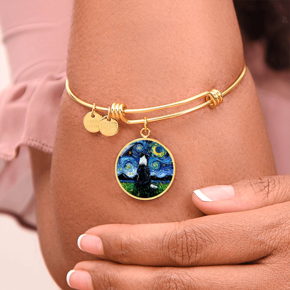 Border Collie Back Round Charm Bracelet
