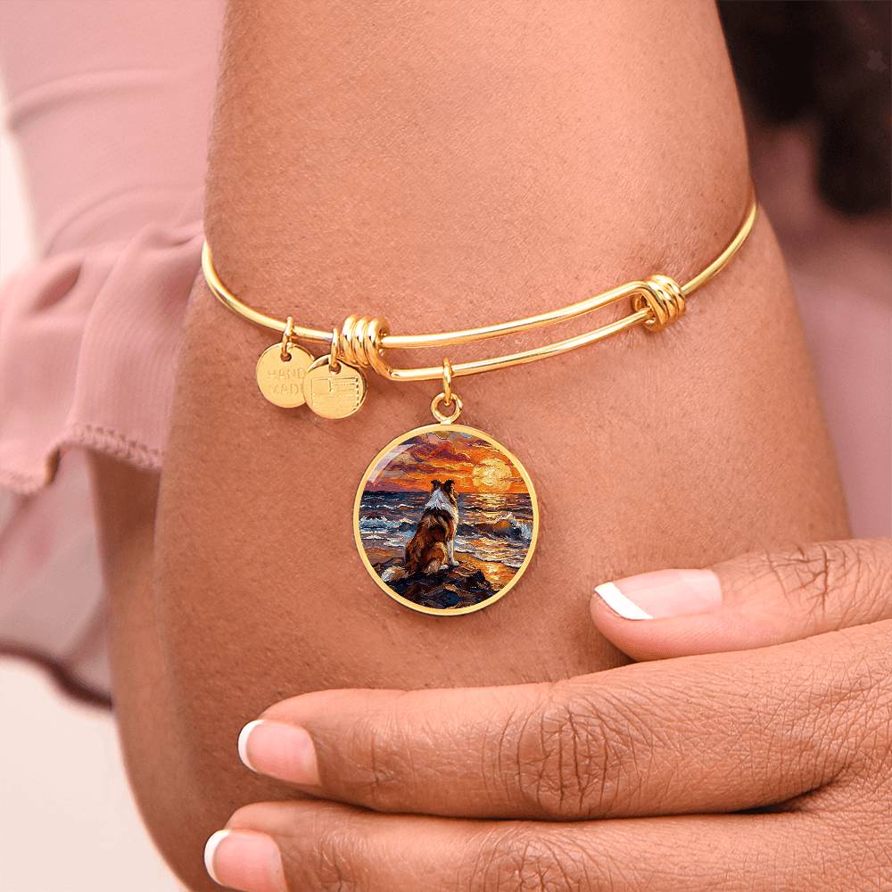 Beach Night - Collie Round Charm Bracelet