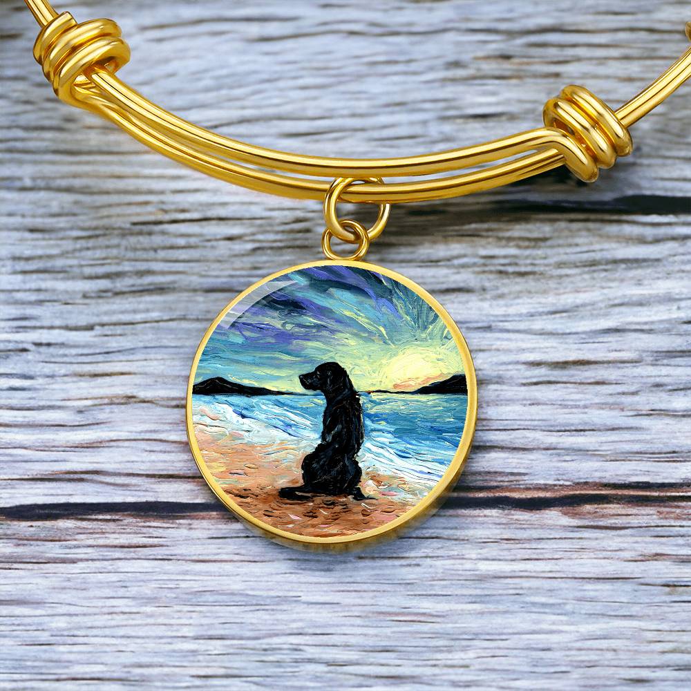 Beach Days - Black Labrador Round Charm Bracelet