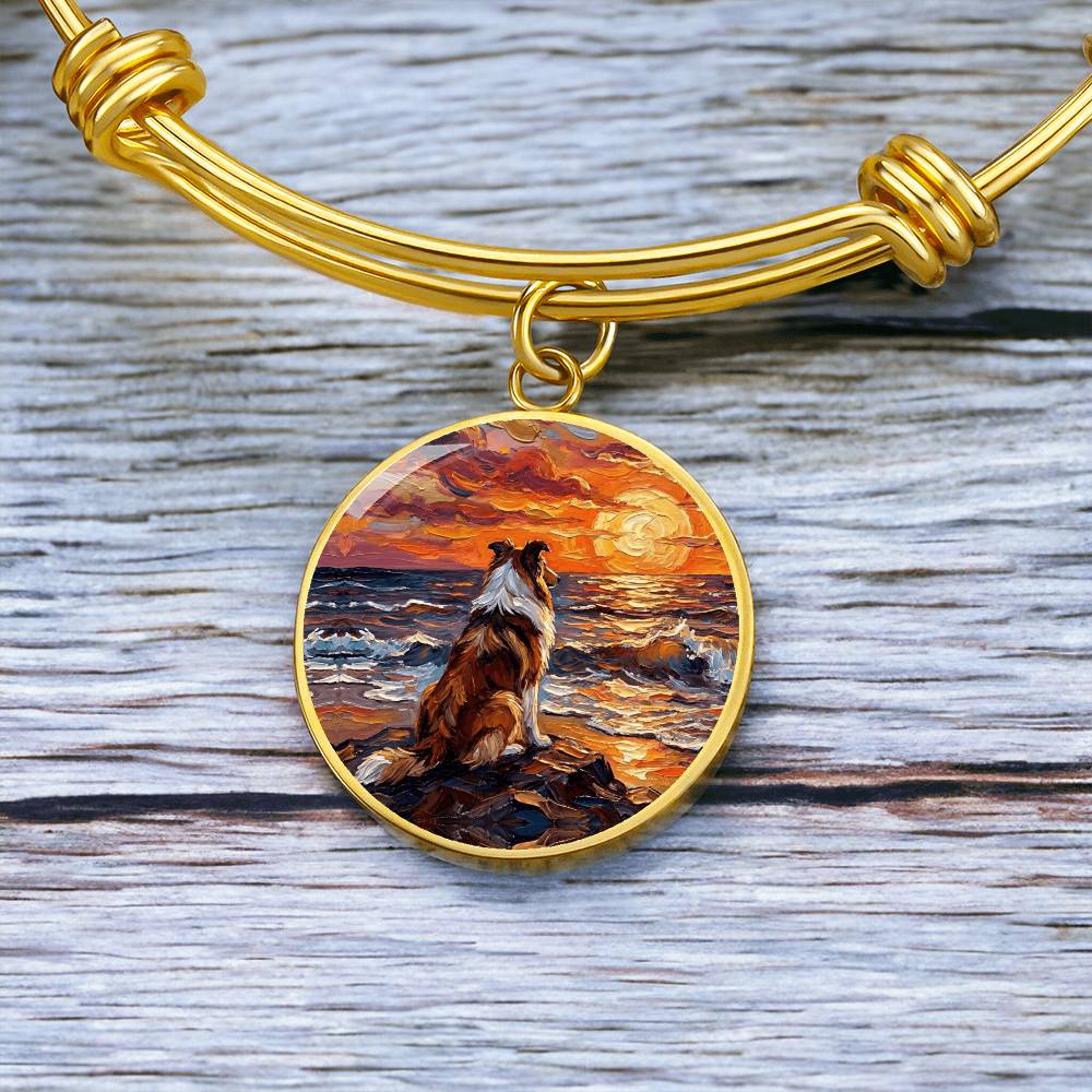 Beach Night - Collie Round Charm Bracelet