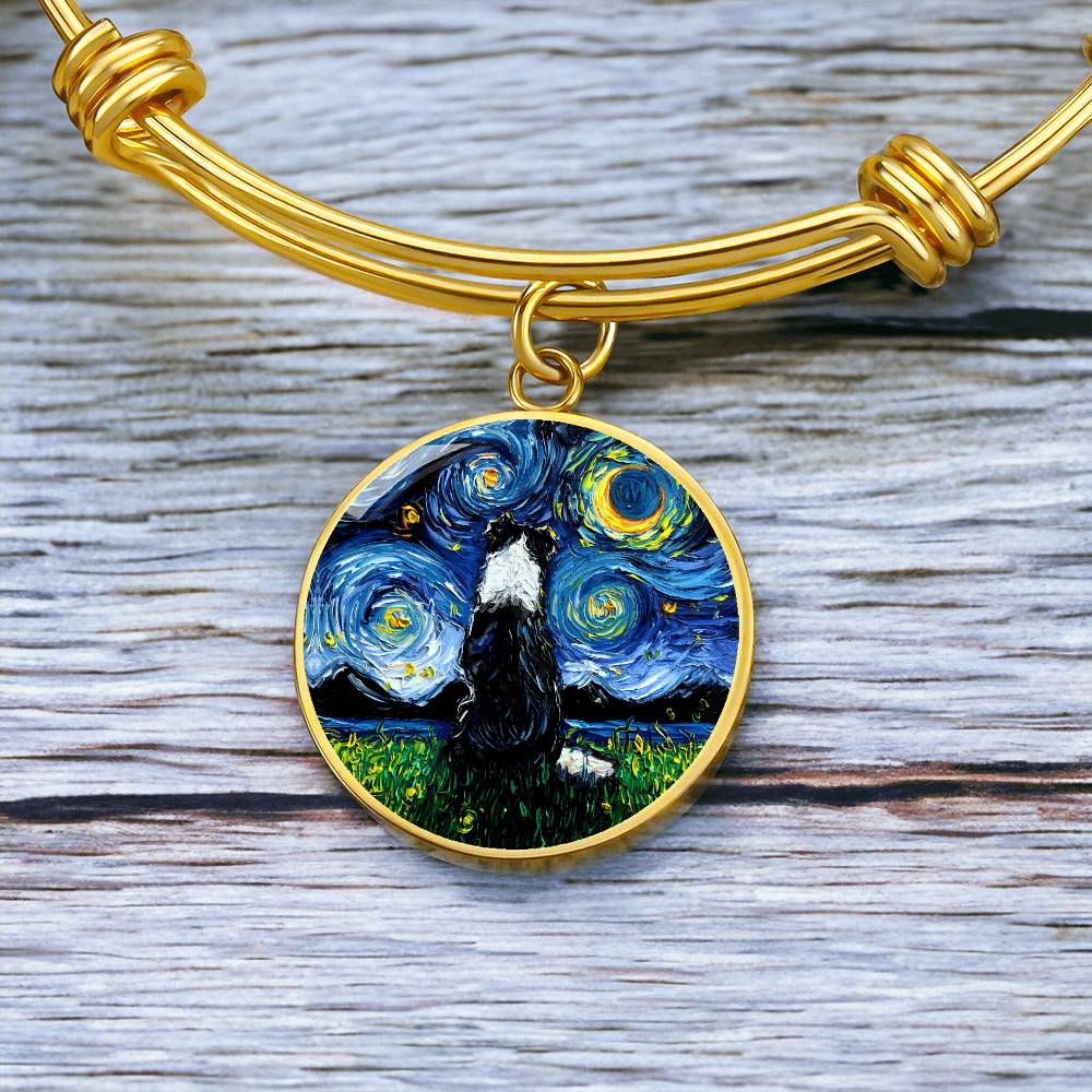 Border Collie Back Round Charm Bracelet