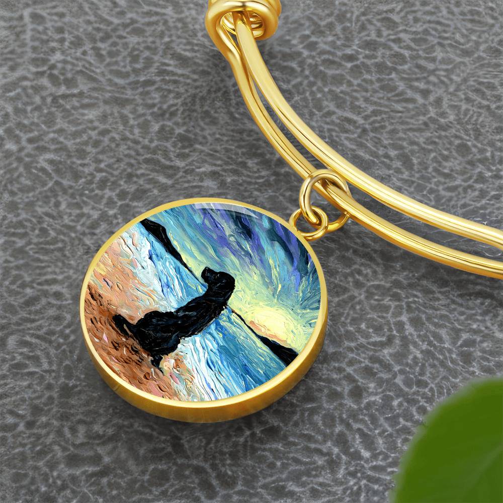 Beach Days - Black Labrador Round Charm Bracelet