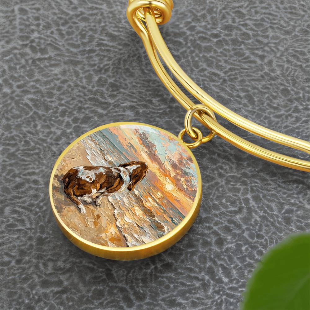 Beach Days - Basset Hound Round Charm Bracelet