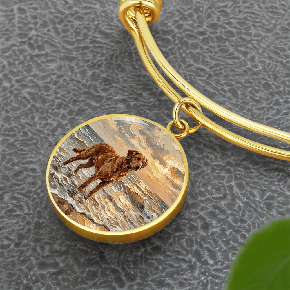 Beach Day - Chesapeake Bay Retriever Round Charm Bracelet