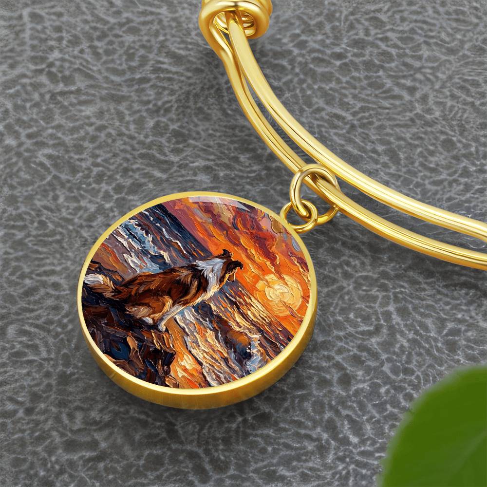 Beach Night - Collie Round Charm Bracelet