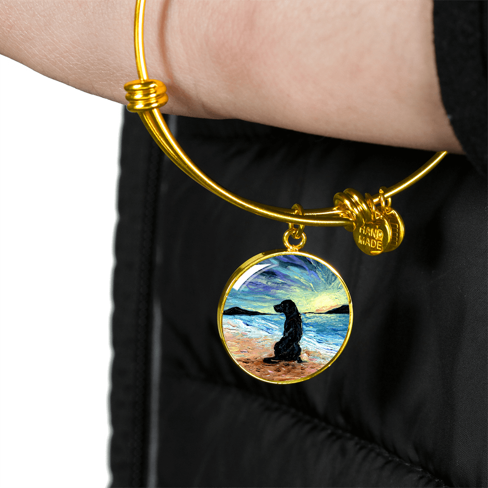 Beach Days - Black Labrador Round Charm Bracelet