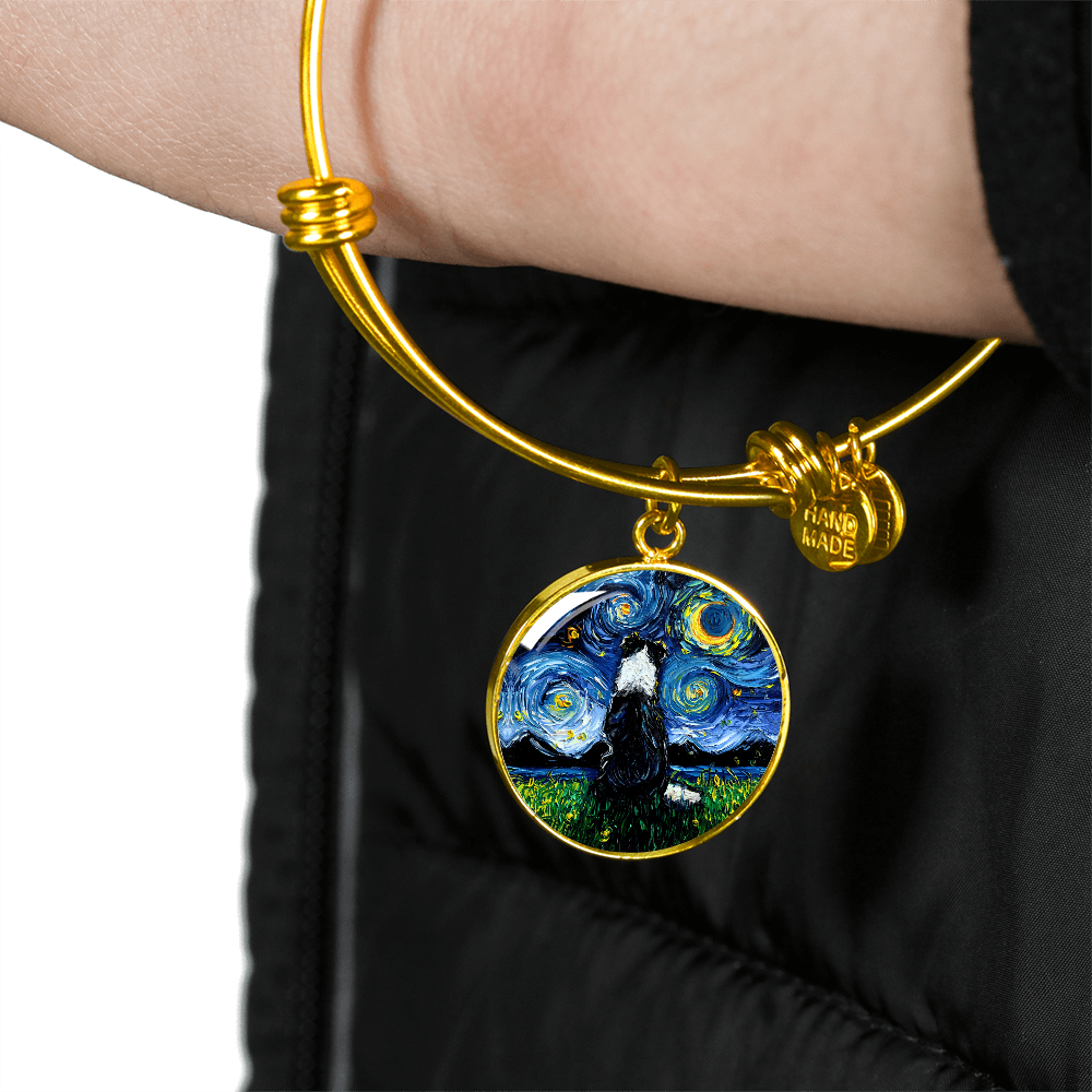 Border Collie Back Round Charm Bracelet