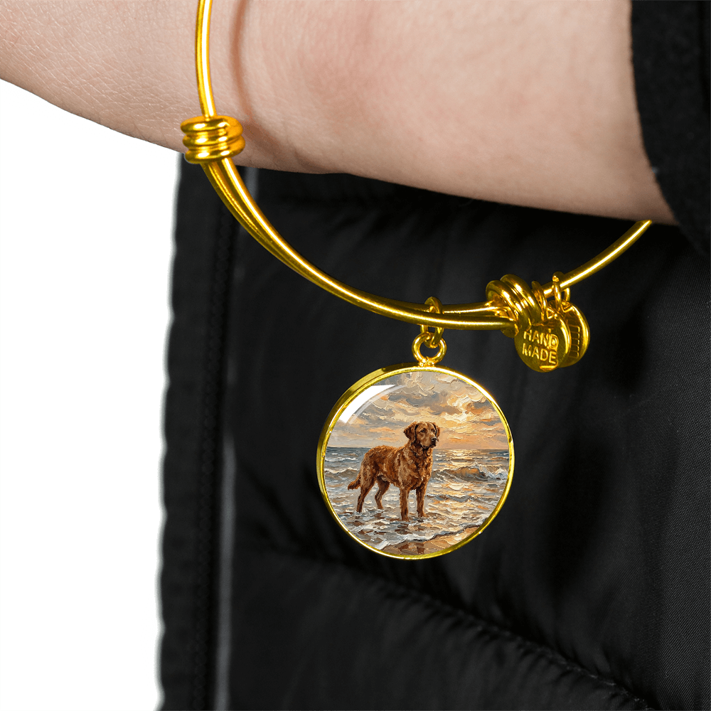 Beach Day - Chesapeake Bay Retriever Round Charm Bracelet
