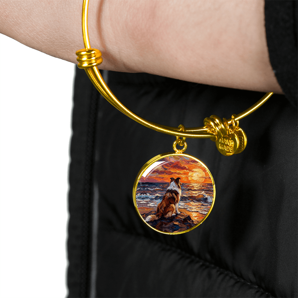 Beach Night - Collie Round Charm Bracelet