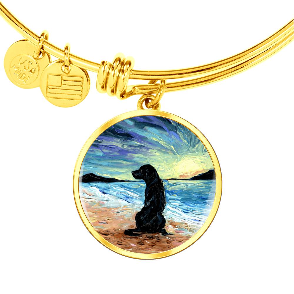 Beach Days - Black Labrador Round Charm Bracelet