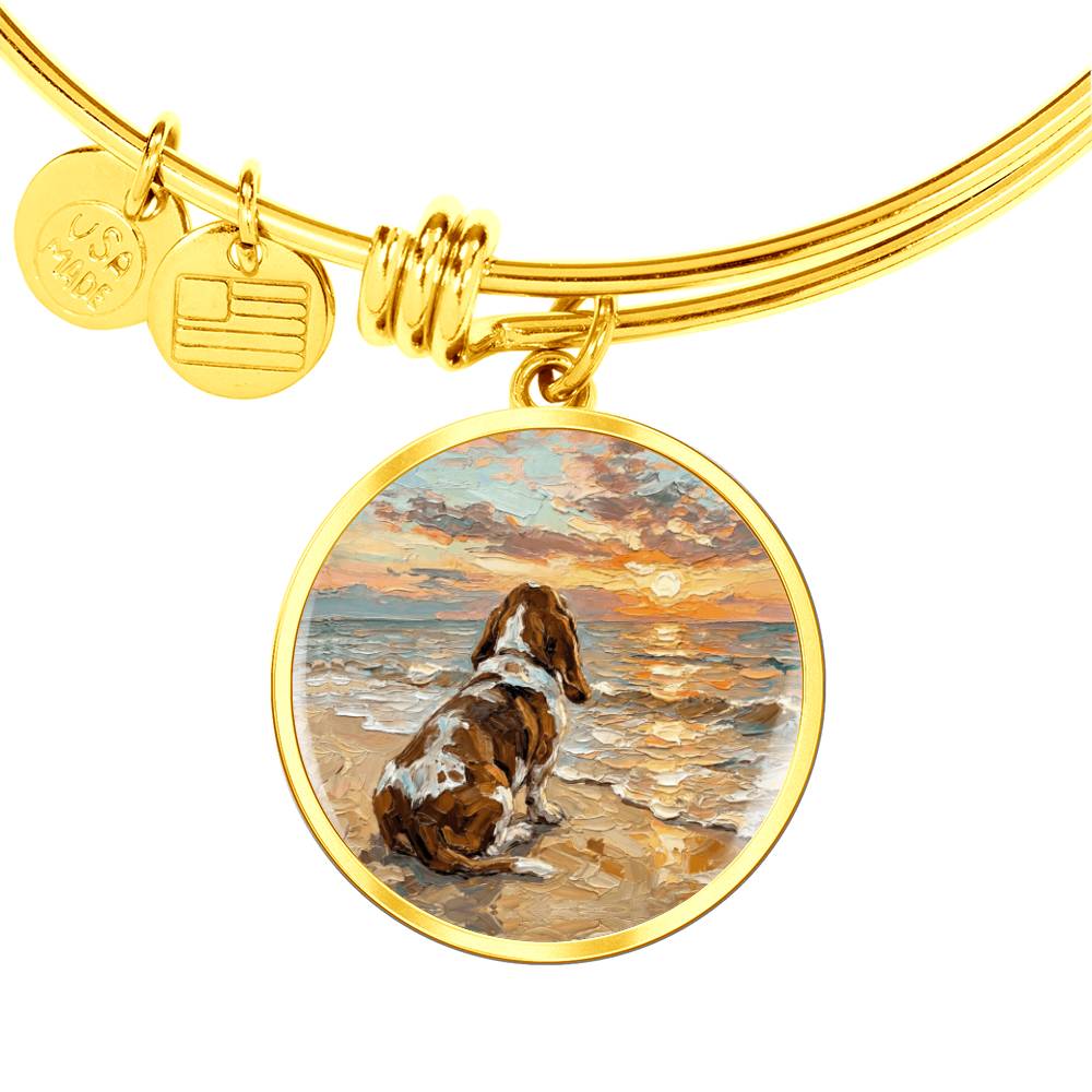 Beach Days - Basset Hound Round Charm Bracelet