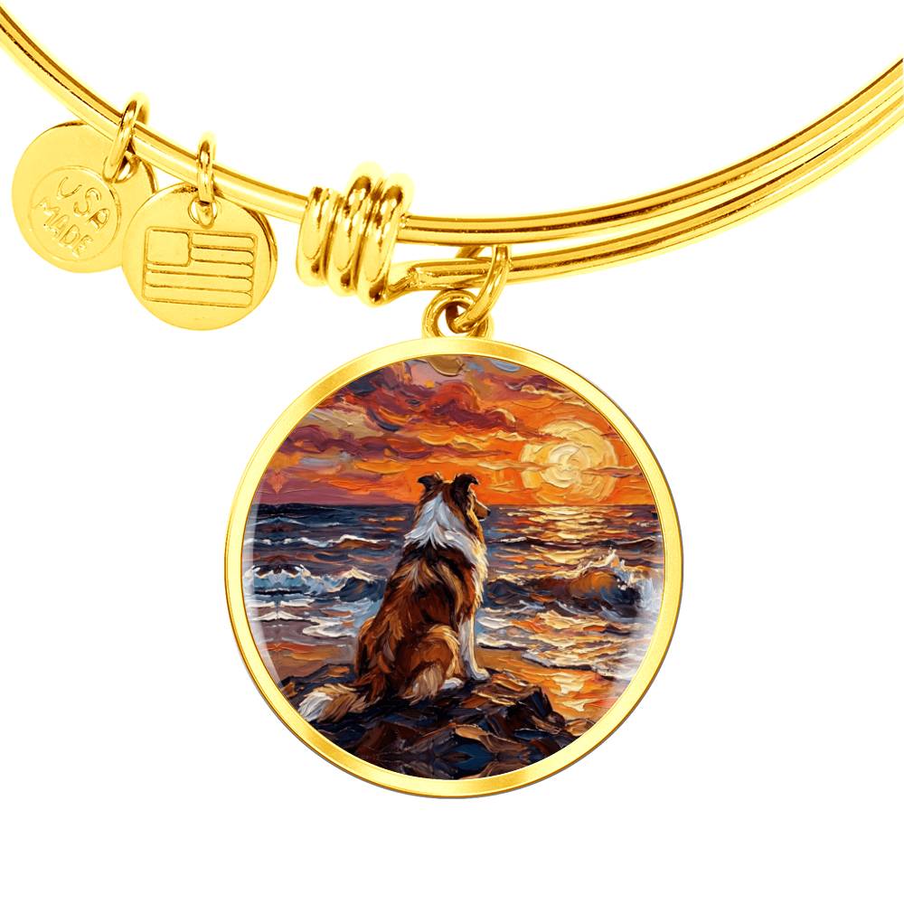 Beach Night - Collie Round Charm Bracelet