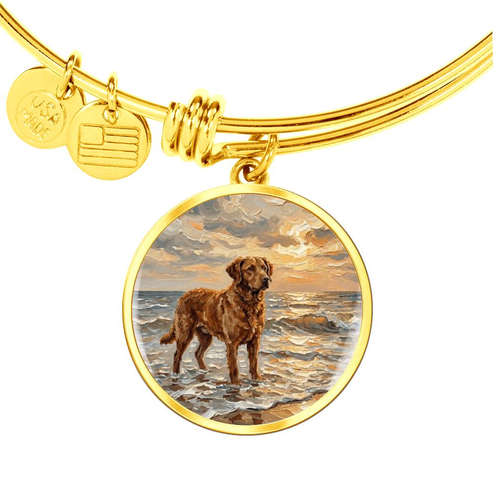 Beach Day - Chesapeake Bay Retriever Round Charm Bracelet