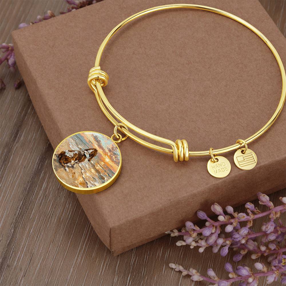 Beach Days - Basset Hound Round Charm Bracelet