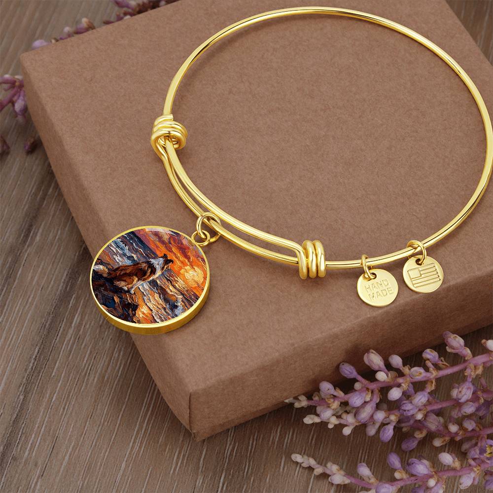 Beach Night - Collie Round Charm Bracelet