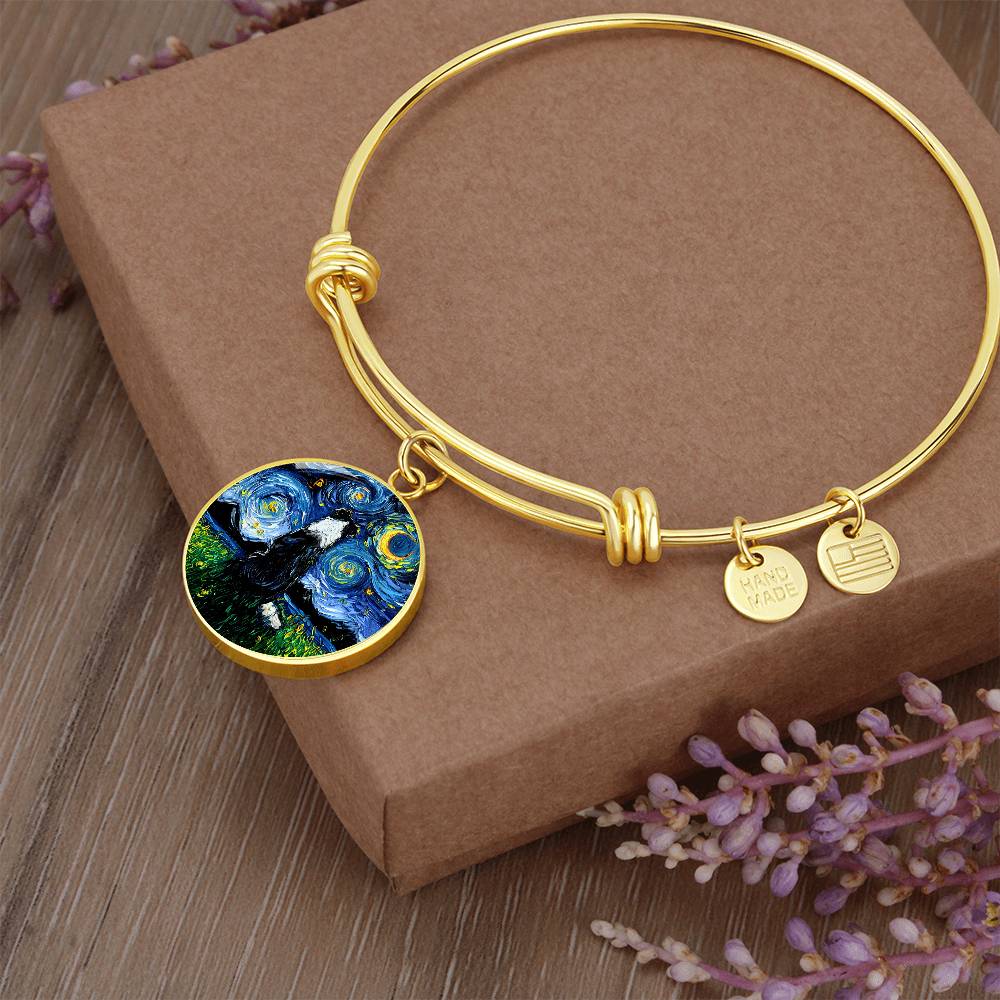 Border Collie Back Round Charm Bracelet