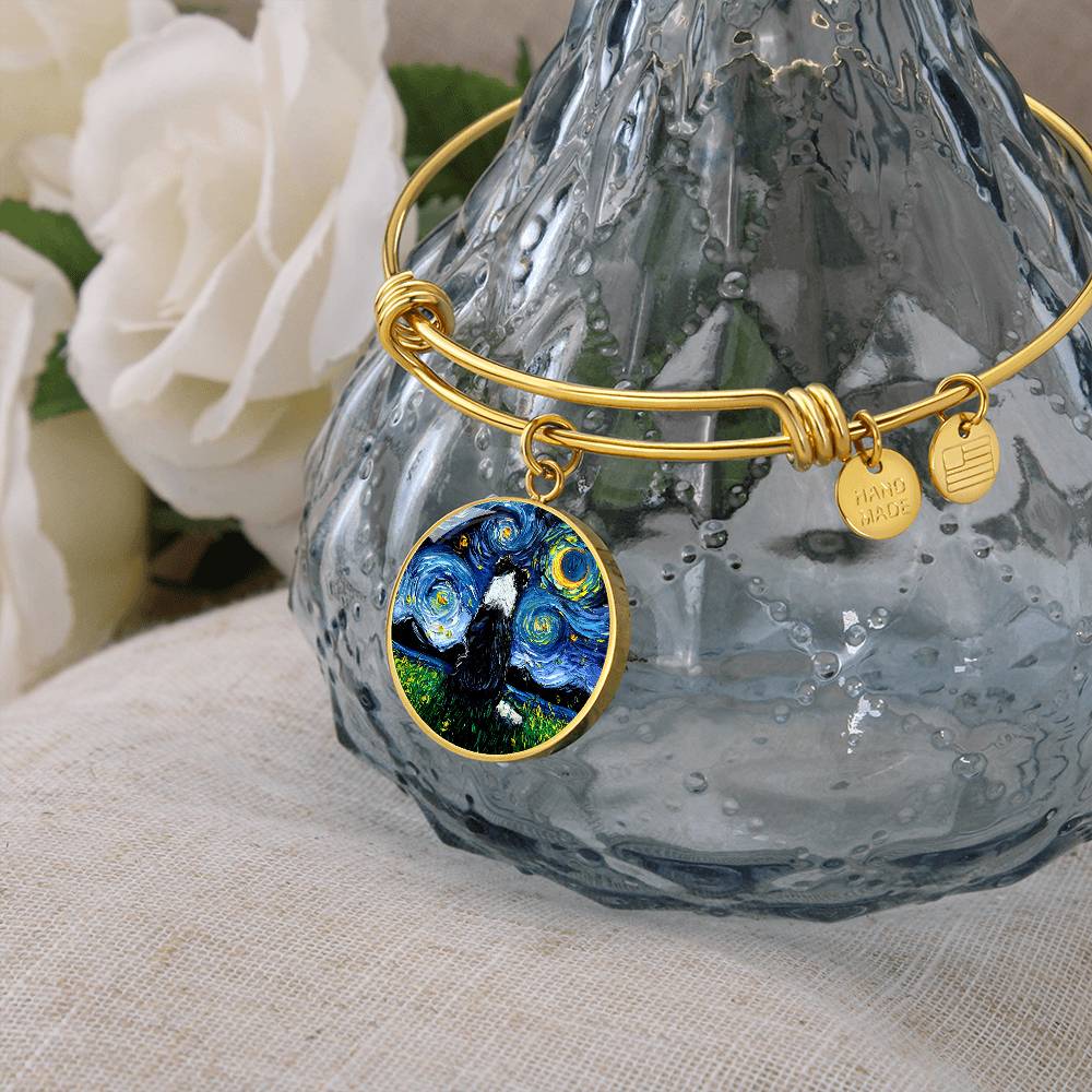 Border Collie Back Round Charm Bracelet